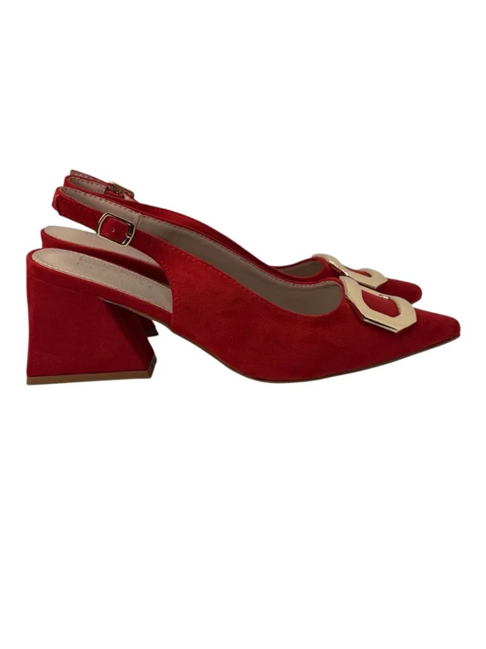 Nicole Miller Melrose Red Suede Pointed Closed Toe Block Heel Suze 8